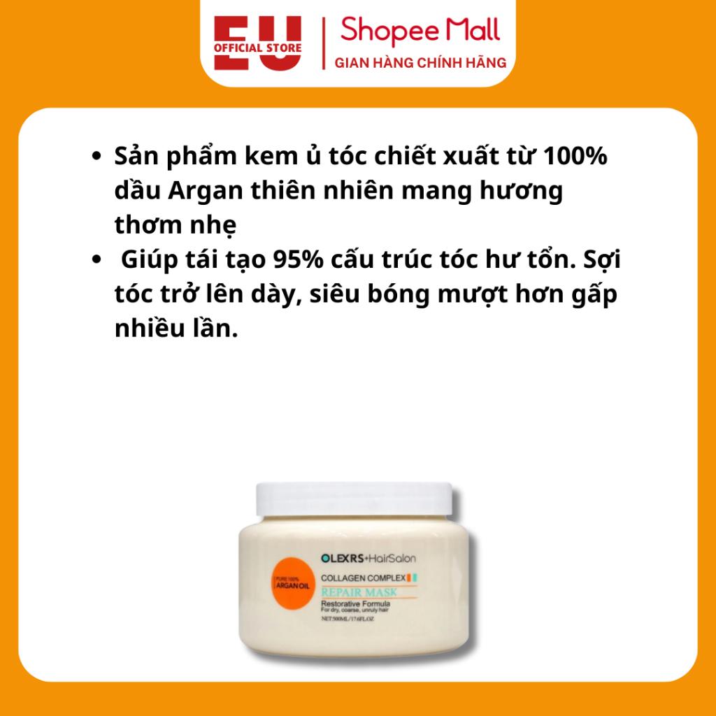 Kem Ủ Phục Hồi Tóc, Chống Gãy Rụng Olexrs Collagen Anh 500ml