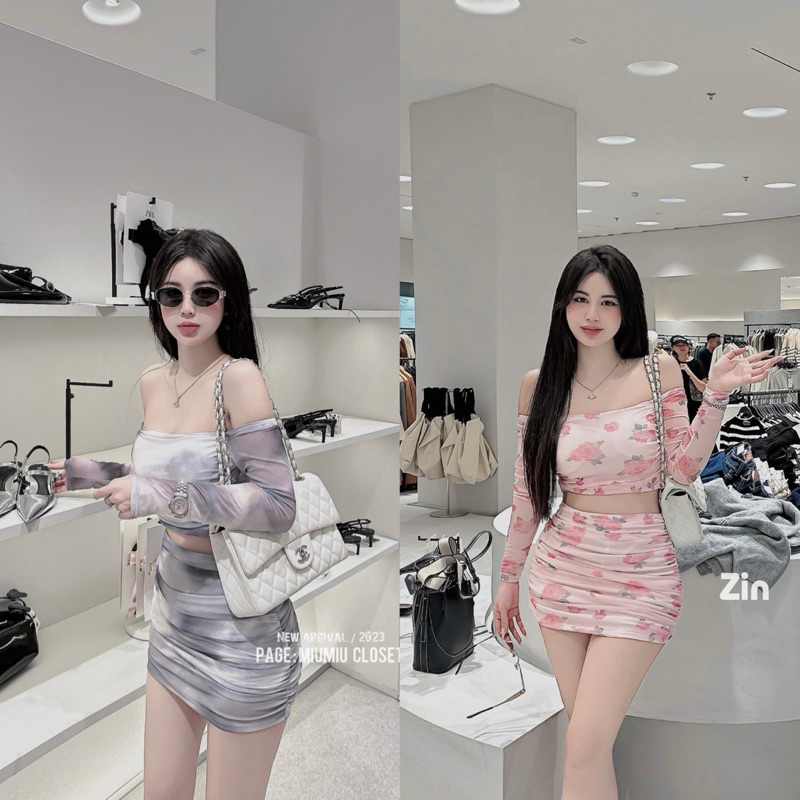 Set váy body lưới siêu xinh