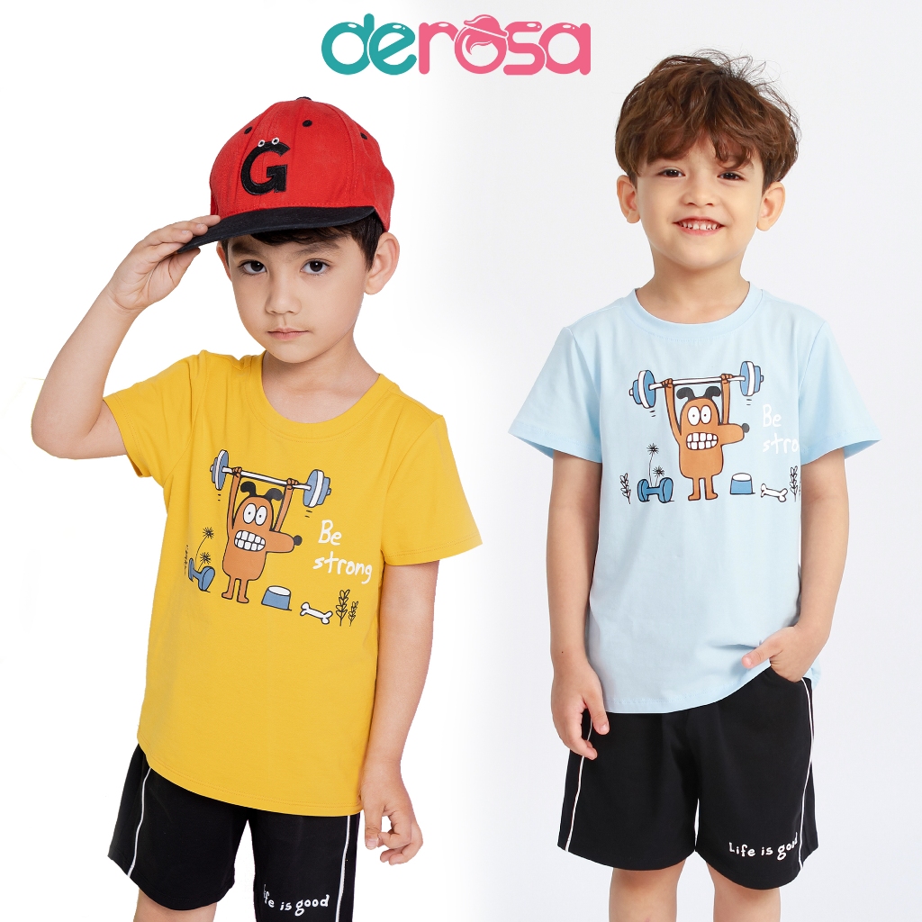 Áo cộc tay cho bé DEROSA KIDS đồ hè bé trai cho bé 3 - 8 tuổi KD001-005-409