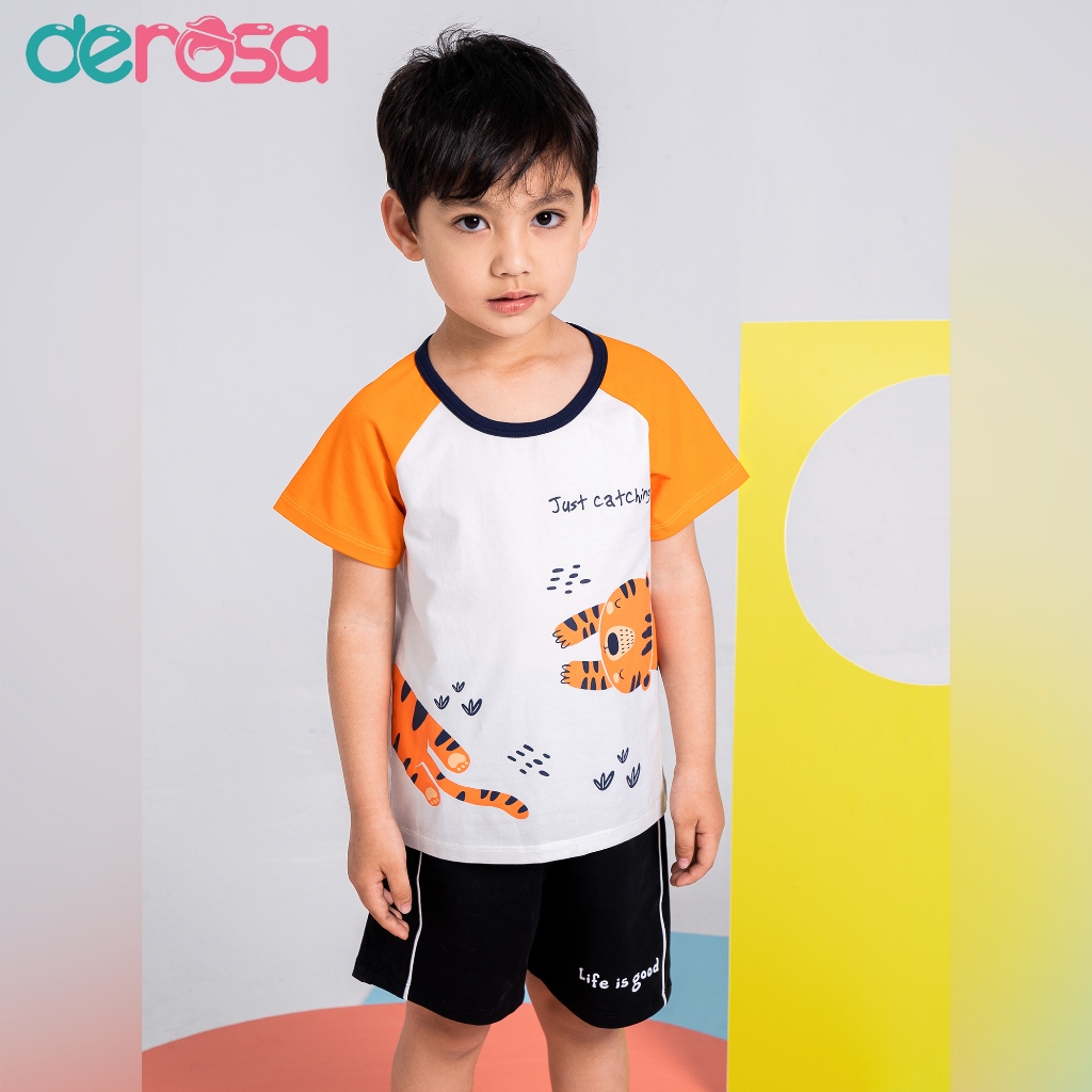 Áo cộc tay hè chất liệu cotton cho bé trai (3 - 8 tuổi) DEROSA KIDS ASKD001A