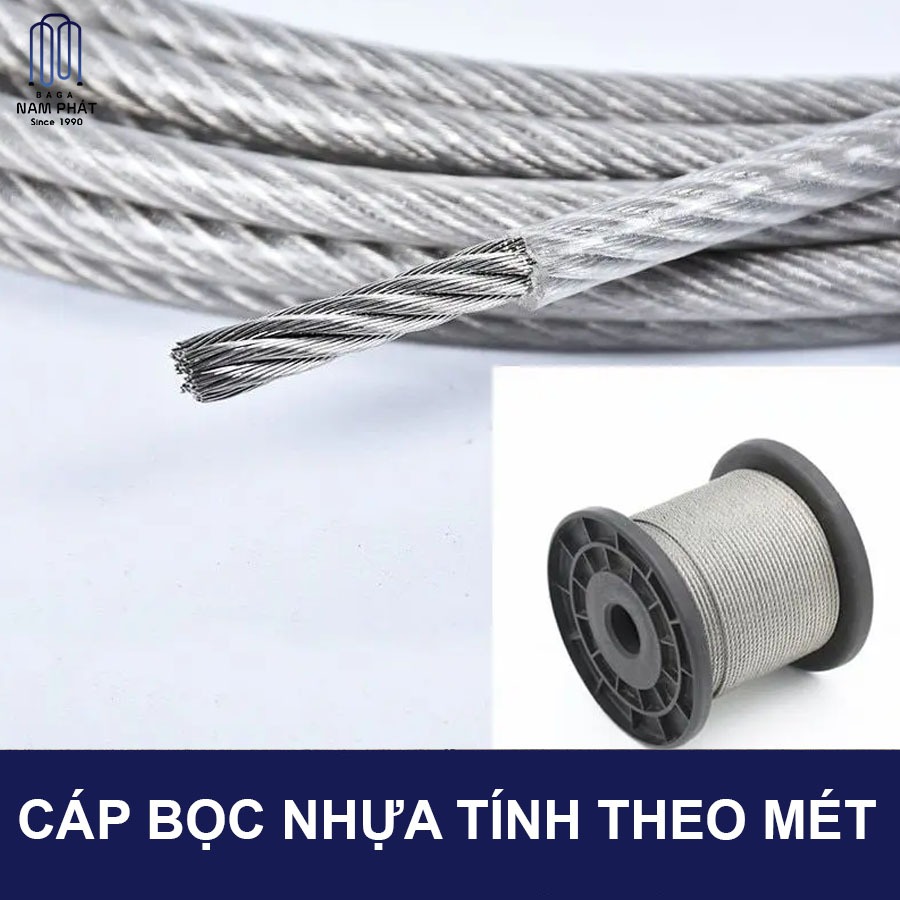 Dây Cáp Thép Bọc Nhựa 2mm, 3mm, 4mm, 5mm, 6mm, 8mm, Cáp Lụa Bọc Nhựa
