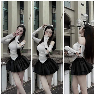 [hết] Áo tay dài lệch vai nơ vạt chéo zip len co dãn Kho Sỉ Hải Chuyền A01