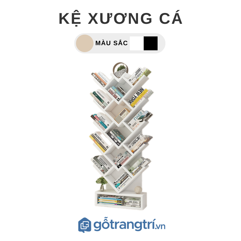Kệ Sách Xương Cá 5 Tầng Đối Xứng Đa Dạng Màu Sắc Nhận Thiết Kế Nội Thất GHS-2548