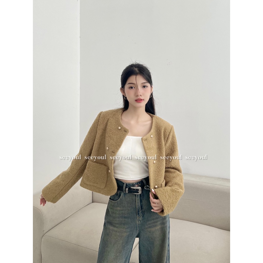 Áo Tweedcoat dạ thô-4475