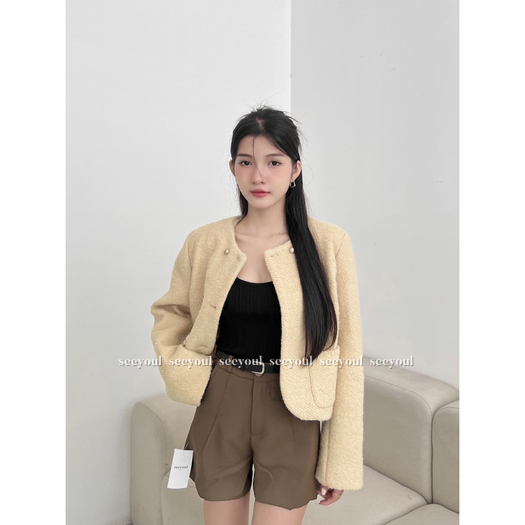 Áo Tweedcoat dạ thô-4475