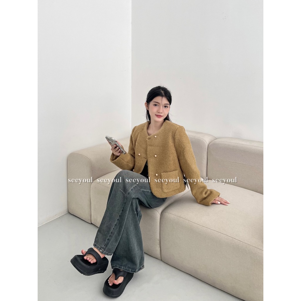 Áo Tweedcoat dạ thô-4475