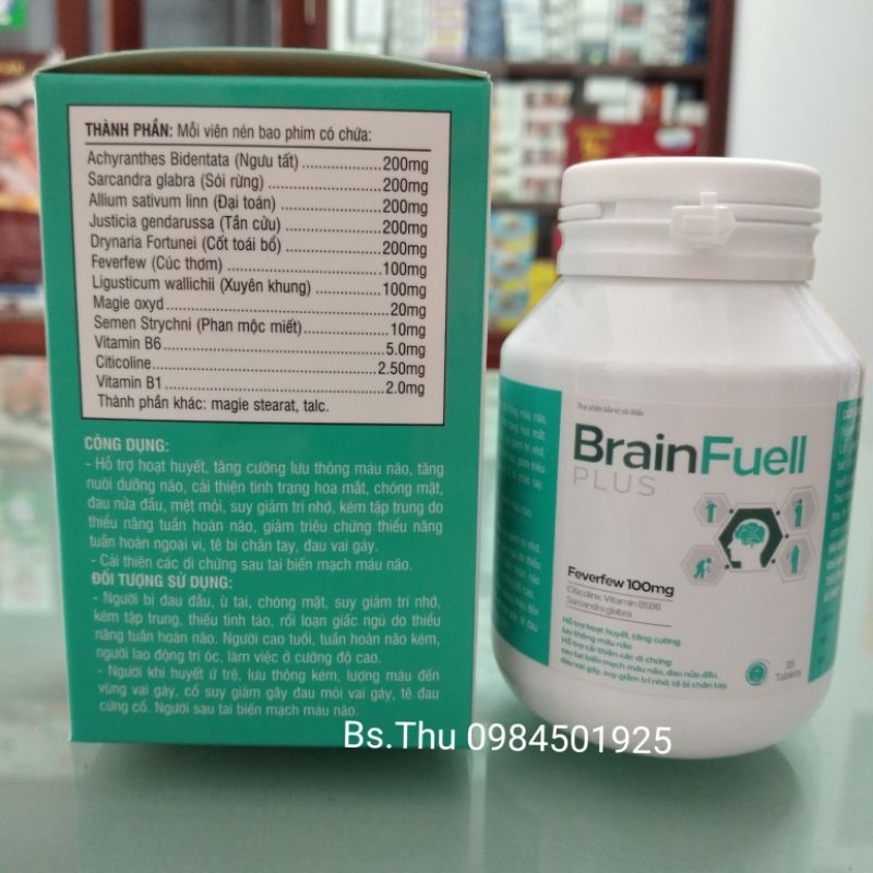 Brain Fuell Plus hộp 80 viên vỉ nhôm - Hỗ trợ hoạt huyết, tăng cường tuần hoàn, giảm đau đầu chóng mặt, tê bì tay chân