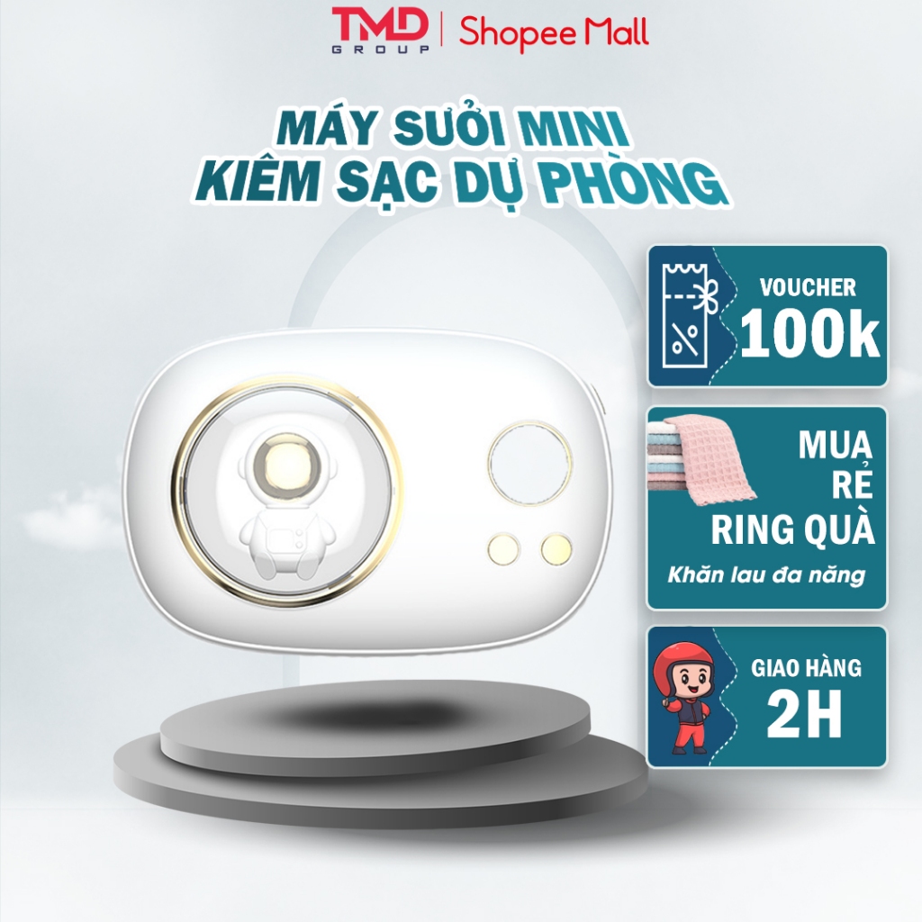 Máy sưởi mini cầm tay TMD cao cấp dung lượng cao 10000mAh sạc nhanh Type C, kiểu đáng tinh tế biểu tượng Phi Hành Gia