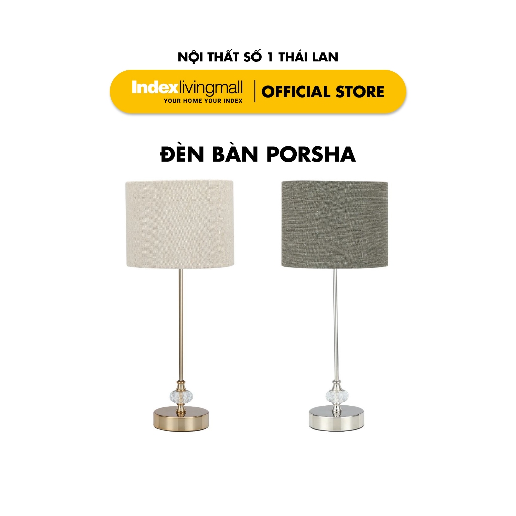 Đèn ngủ để bàn PORSHA màu Xám/Be kích thước 22,5 x 22,5 x 52,5 cm | Index Living Mall | Nhập khẩu Thái Lan