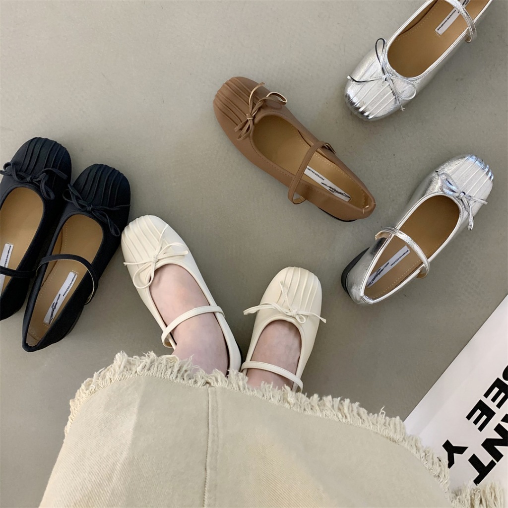 Giaỳ Búp Bê Mũi Tròn Đính Nơ Phong Cách Nhẹ Nhàng Nữ Tính A418.GN 𝓦𝓮𝓼𝓽𝓲𝓮 𝓢𝓽𝓾𝓭𝓲𝓸