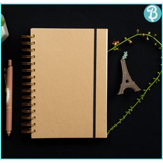Sổ tay A6 lò xo CRA-LO0X 320 trang (ruột trơn, giấy 100gsm, bìa craft) - Blueangel