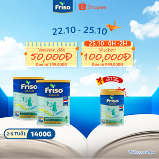 Tặng 1 Lon Friso Gold 4 380gr Combo 2 Sữa Bột Friso Gold 4 1400g