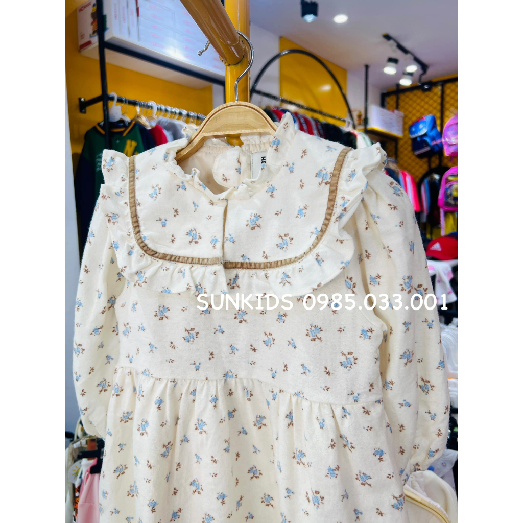 Váy bé gái baby doll Laughing hoa nhí xanh