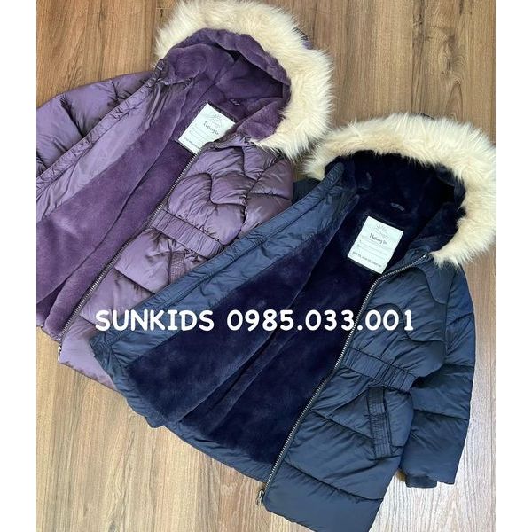 Áo khoác phao bé gái lót lông TU dáng dài