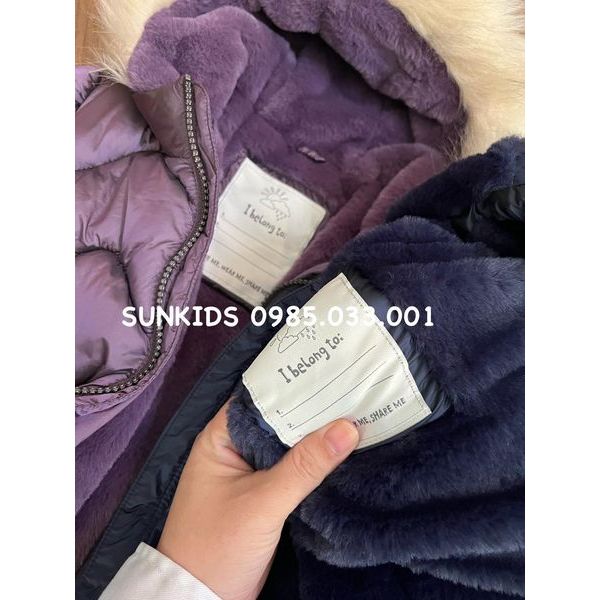 Áo khoác phao bé gái lót lông TU dáng dài