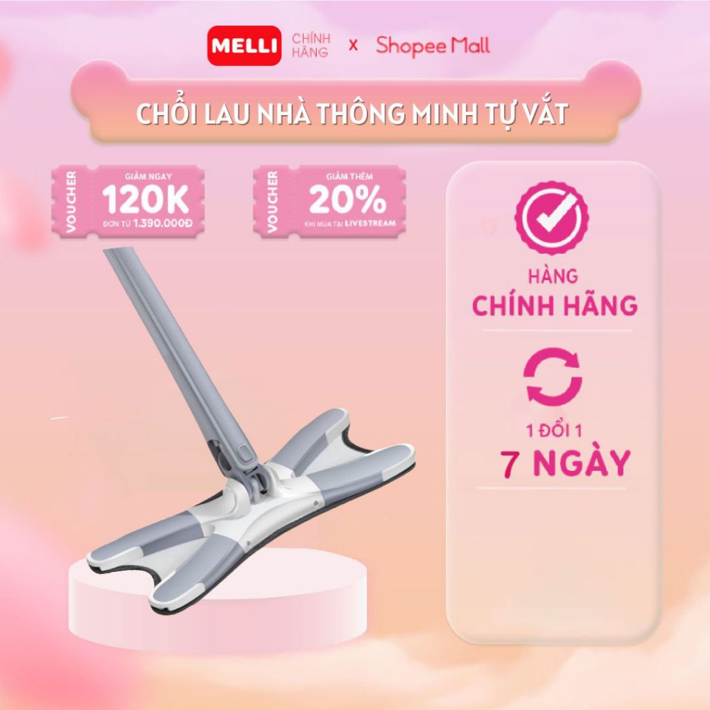 Cây Lau Nhà Tự Vắt Xoay 360 Độ Melli Chổi Lau Nhà Tự Vắt Đa Năng Bộ Cây Lau Nhà Thiết Kế Gấp Gọn Thông Minh Sàn Nhà Sạch