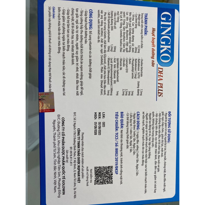 GINKO DHA Plus - Tê bì chân tay, đau mỏi vai gáy, hoa mắt chóng mặt ù tai, mất ngủ đau nửa đầu, điều hòa huyết áp