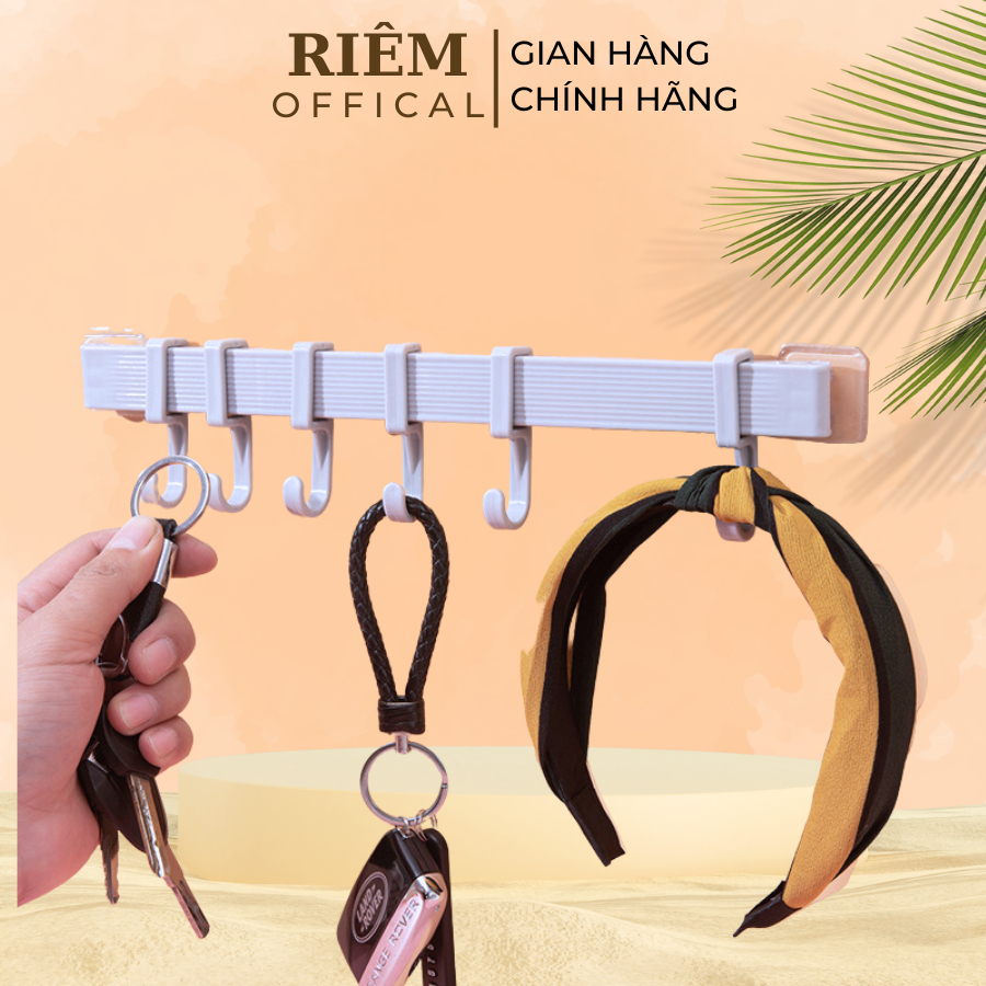 Móc Treo Thanh Móc Treo Dán Tường Dán Góc Tường 6 Móc Nhà Tăm Siêu Chắc Chắn Tiện Lợi RIEM