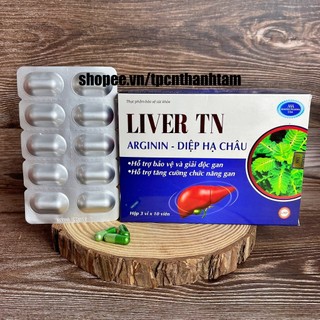 Viên uống bổ gan LIVER TN (Xanh) arginin, diệp hạ châu giúp giải độc gan, tăng cường chức năng gan - Hộp 30v