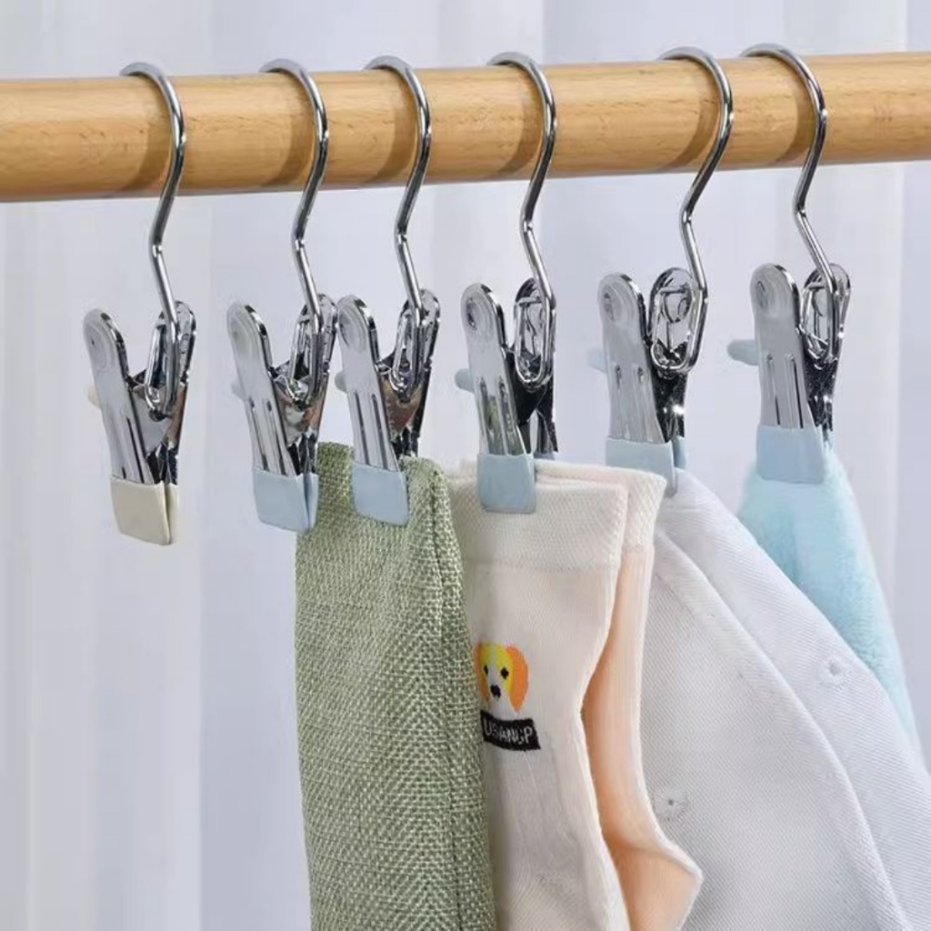 Sỉ 10 Móc Kẹp Treo Quần Áo Đa Năng Móc Phơi Tất Đồ Lót Tiện Lợi Chắc Chắn Có Bọc Caosu Chống Gỉ