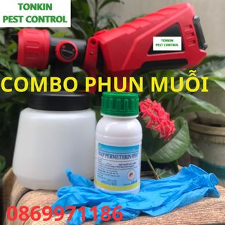 Phun muỗi gia đình đầy đủ máy phun, chế phẩm phun muỗi tặng kèm 1 đôi găng tay y tế