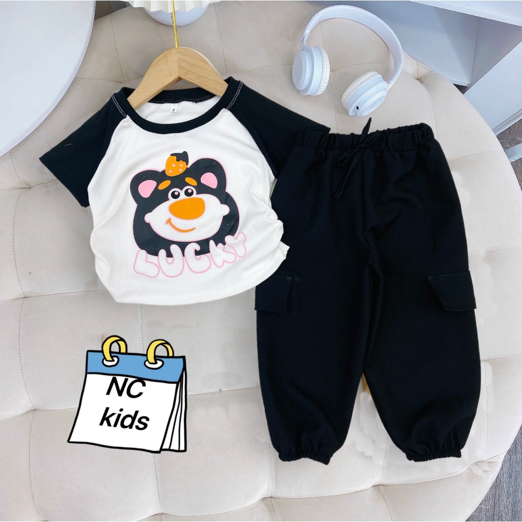 Set áo tay ngắn vải gân tăm , quần dài siêu cute siêu nhẹ và mát, thấm hút mồ hôi, thích hợp mặc đi học, đi chơi