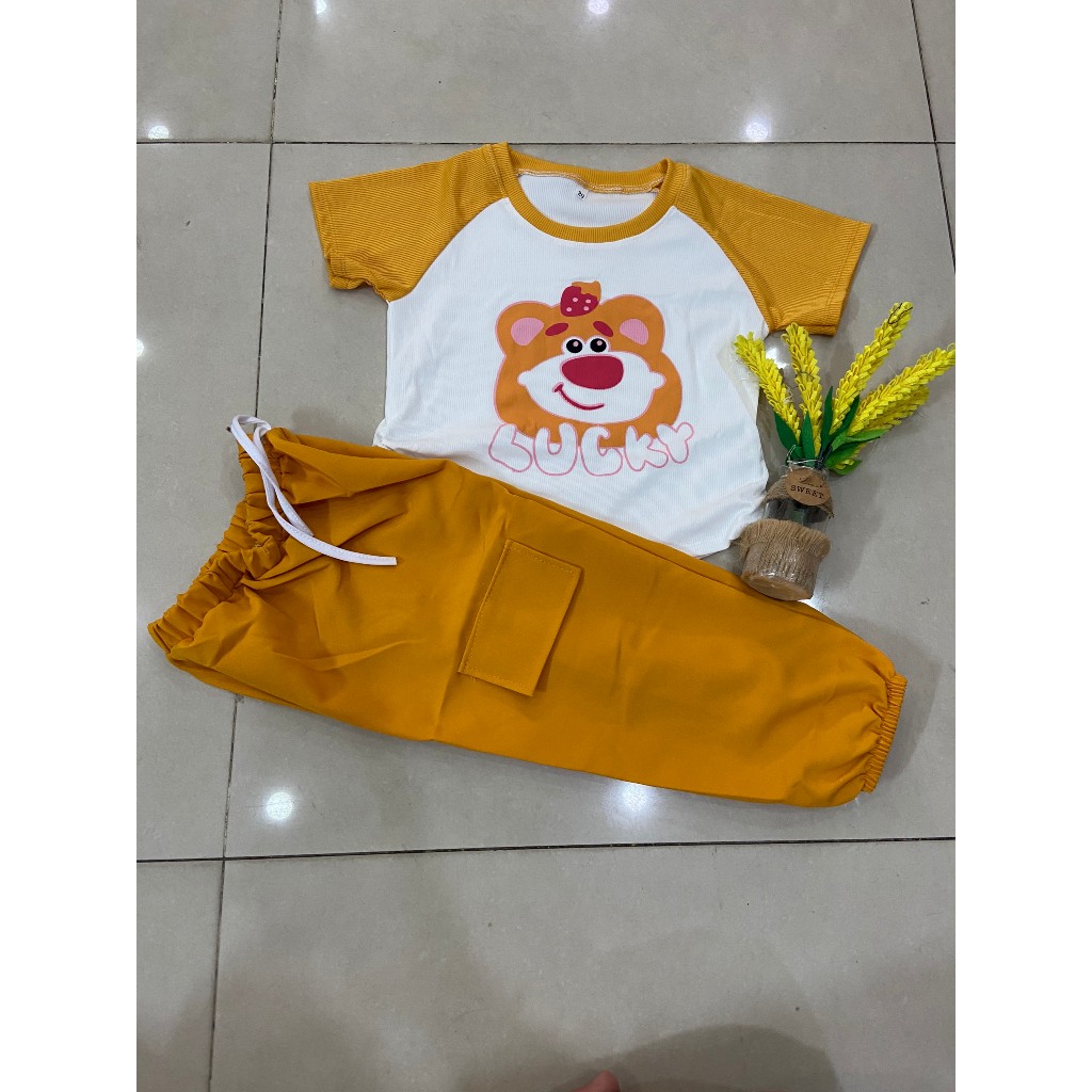 Set áo tay ngắn vải gân tăm , quần dài siêu cute siêu nhẹ và mát, thấm hút mồ hôi, thích hợp mặc đi học, đi chơi