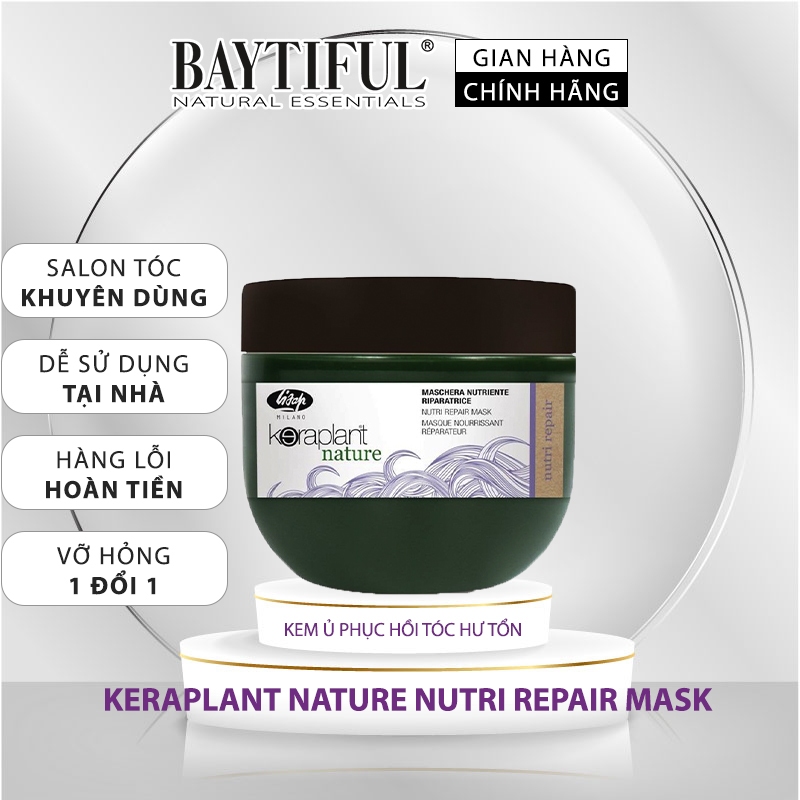 Kem ủ tóc phục hồi, hấp tóc khô xơ rối, uốn nhuộm duỗi, thành phần tự nhiên Keraplant Nature Nutri Repair Mask