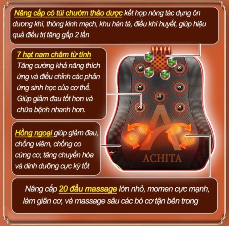 Gối massage cổ vai gáy KL-19 (có điều khiển) - Máy matxa hồng ngoại kết hợp 7 nam châm từ tính