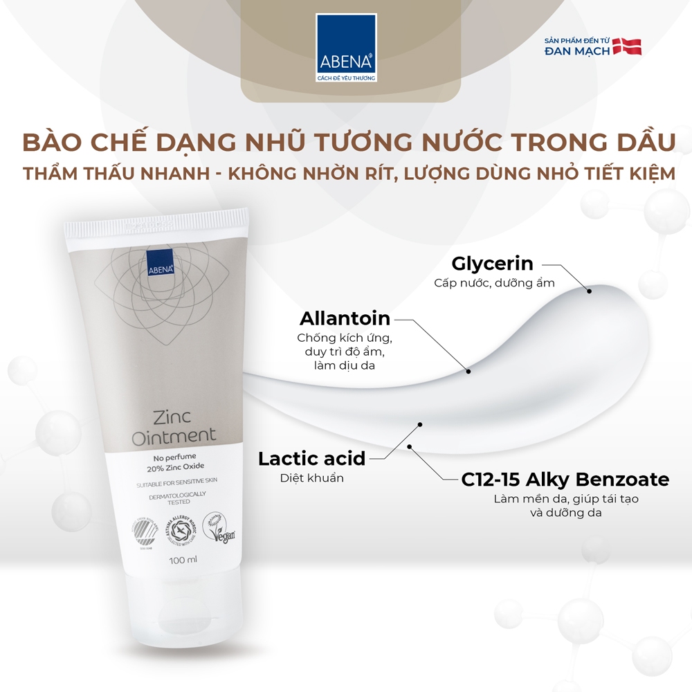 Kem chống hăm, đa chức năng Abena Zinc Ointment - Nhập Khẩu Đan Mạch