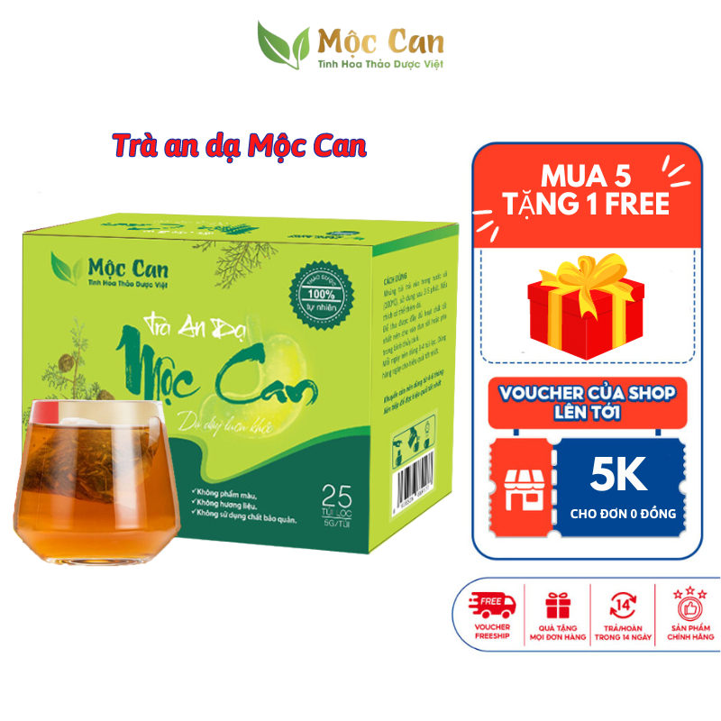 Trà dạ dày đại tràng Mộc Can chống trào ngược giảm viêm loét đầy hơi ợ chua ức chế vi khuẩn HP hộp 25 túi lọc