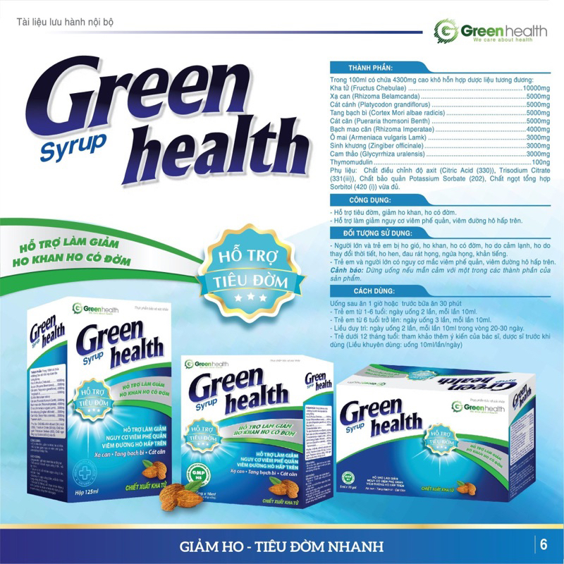 Siro ho, long đờm Green Health. Kha tử hàm lượng cao