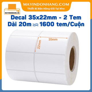 Decal in tem mã vạch nhiệt 35x22 [2 Tem - 20m - 1600 Tem]