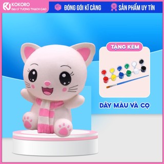 Tô tượng thạch cao gấu quàng khăn set tô tượng giải trí cho bé tặng kèm màu và cọ vẽ giúp bé thỏa sức sáng tạo
