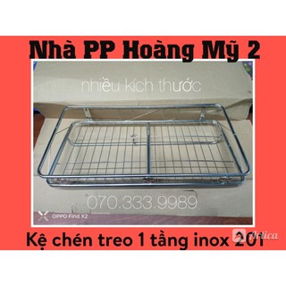 [Treo] Kệ úp chén bát inox treo 1 tầng, có móc treo nồi