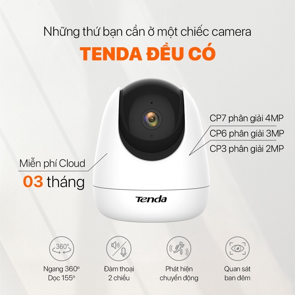 Combo Camera Wifi Quay/ Quét Ngoài Trời và Trong Nhà Tenda CH3, CP3, có màu ban đêm