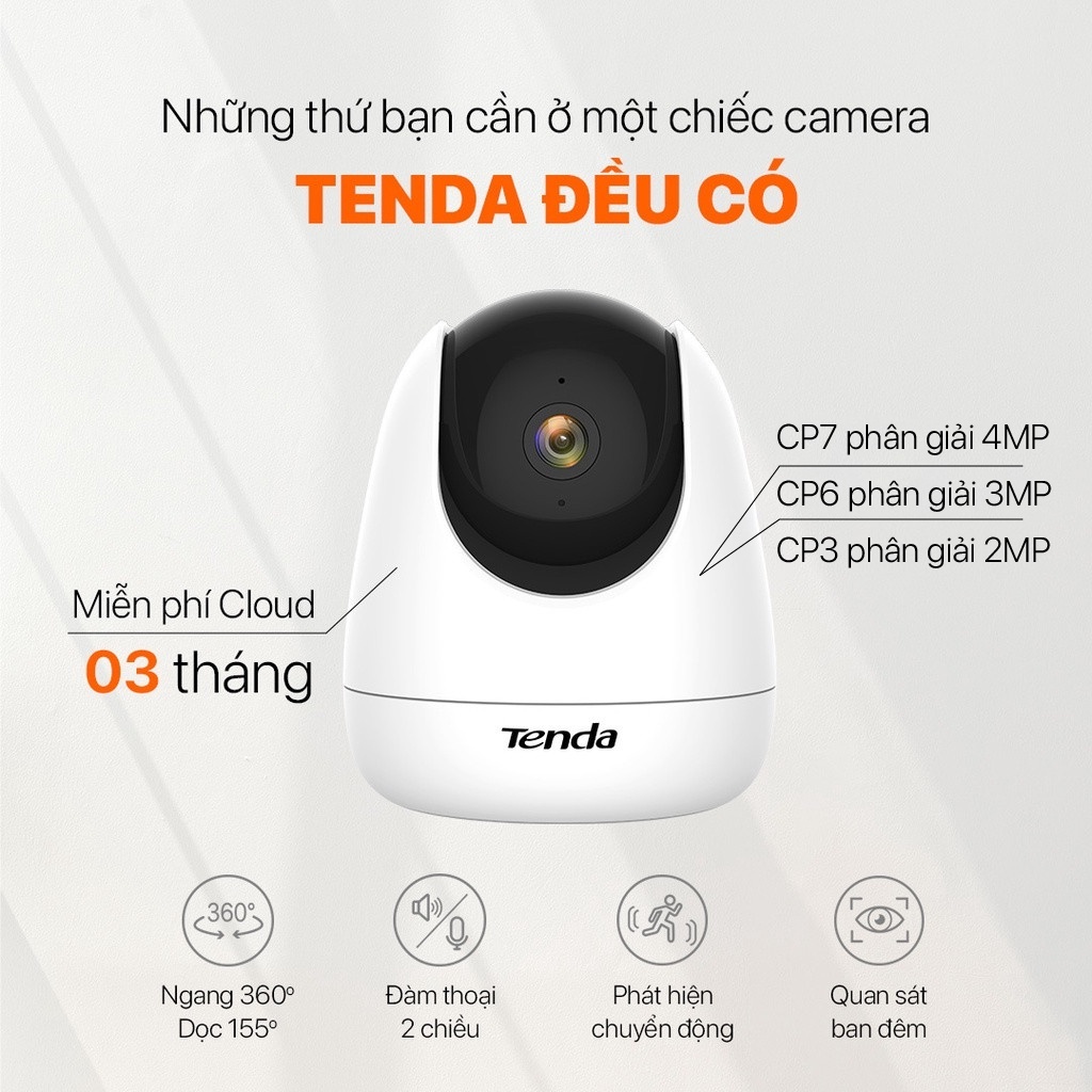 Combo Camera Wifi Quay/ Quét Ngoài Trời và Trong Nhà Tenda CH3, CP3, có màu ban đêm ( 2MP)