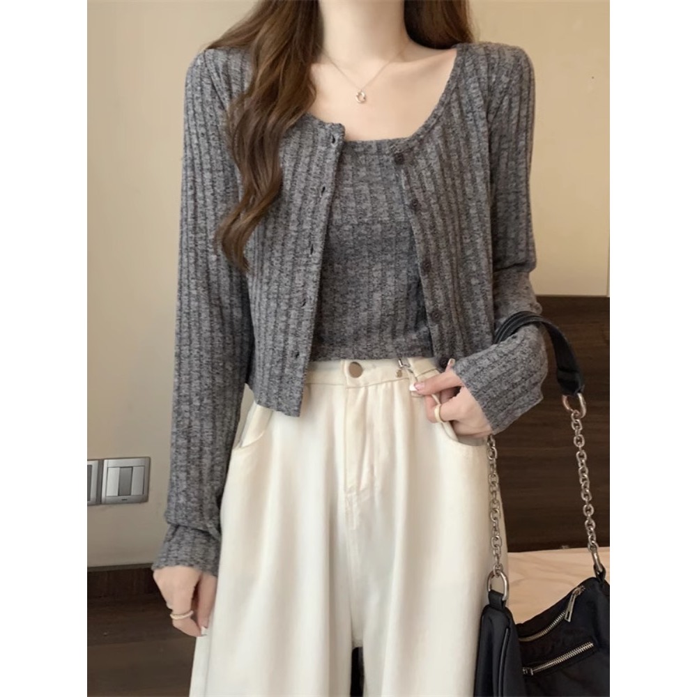 LYRA Set áo cadigan mix áo 2 dây chất lông mịn mềm, phong cách trẻ trung, Hàn Quốc - CSYSE0088