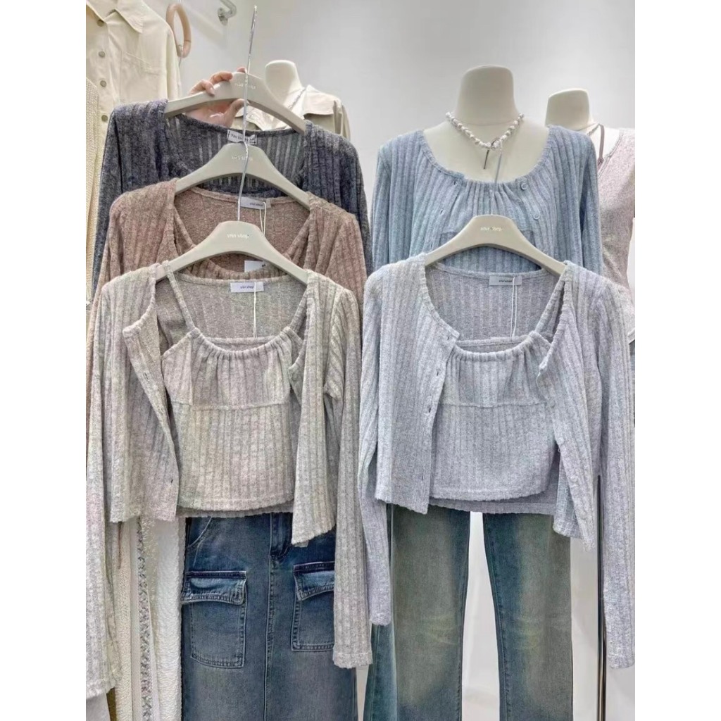 LYRA Set áo cadigan mix áo 2 dây chất lông mịn mềm, phong cách trẻ trung, Hàn Quốc - CSYSE0088