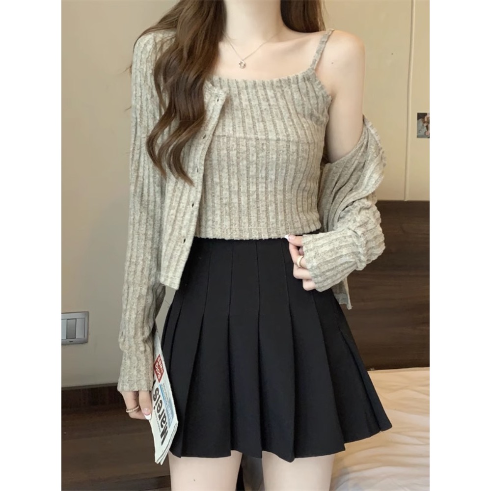 LYRA Set áo cadigan mix áo 2 dây chất lông mịn mềm, phong cách trẻ trung, Hàn Quốc - CSYSE0088