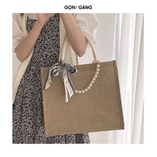 Túi cói A4 túi đựng quần áo đi biển đi làm túi A4 đựng laptop trơn đựng bỉm sữa đứng form cứng cáp chống nước Gọn Gàng