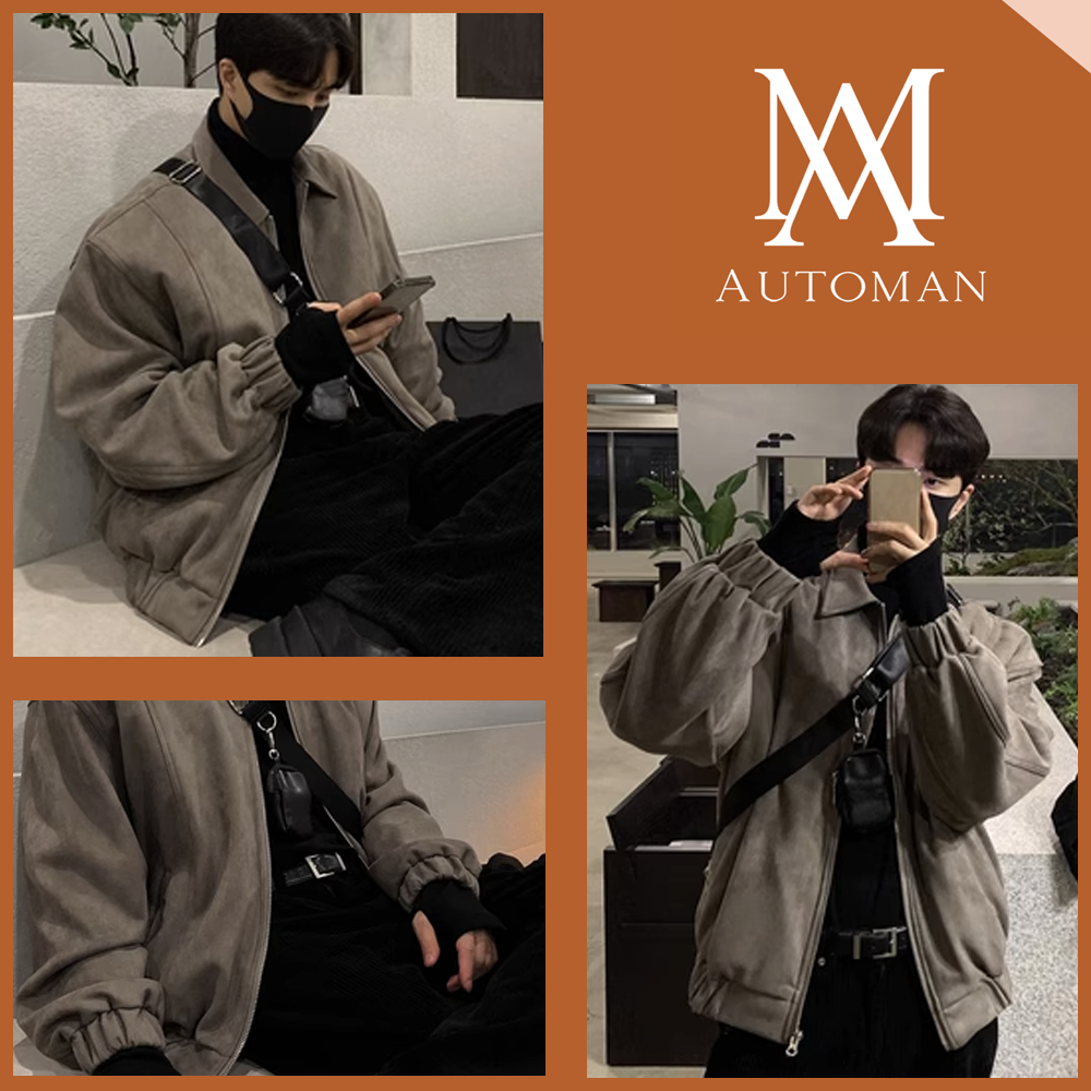 Áo khoác nam dài tay da lộn cao cấp AUTOMAN A138