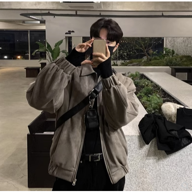 Áo khoác nam dài tay da lộn cao cấp AUTOMAN A138