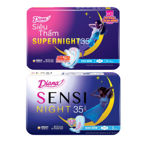 Băng vệ sinh DIANA DIANA Sensi Cool Fresh Night/Supper Night BVS chống tràn ban đêm dài 35 cm 3 Miếng 1 gói