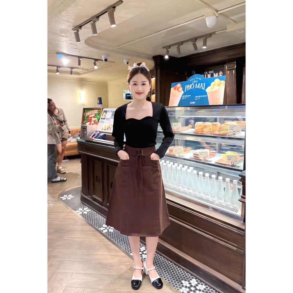 Chân váy kaki dài dáng chữ A thơi trang cao cấp ms-140