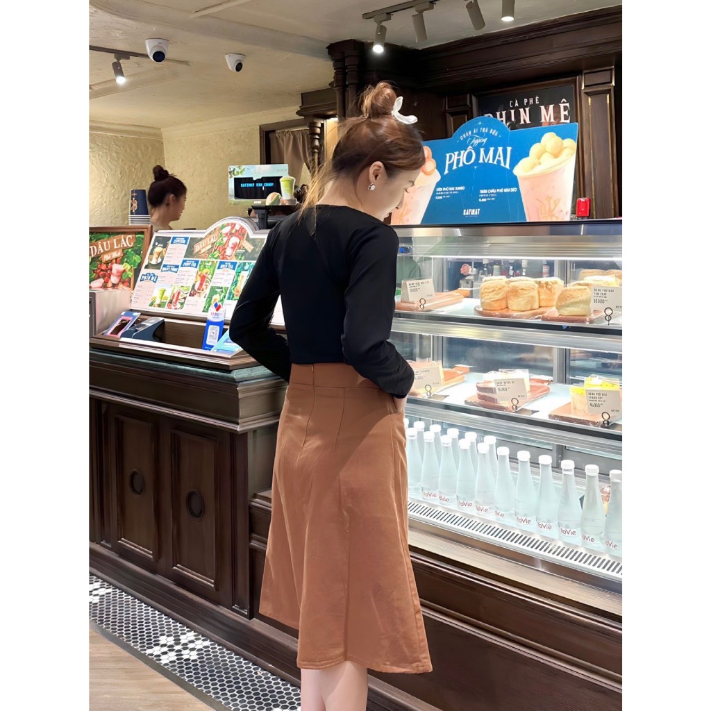 Chân váy kaki dài dáng chữ A thơi trang cao cấp ms-140