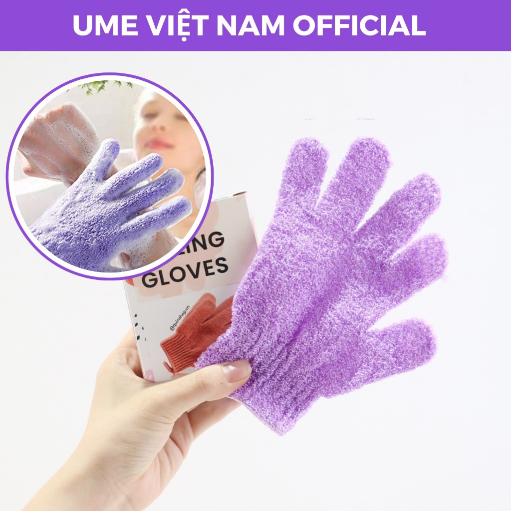 Găng tay tắm tẩy da chết tiện dụng, giúp làm sạch da dễ thấm thẩu tinh chất kem body- 1 Chiếc Ume Vi