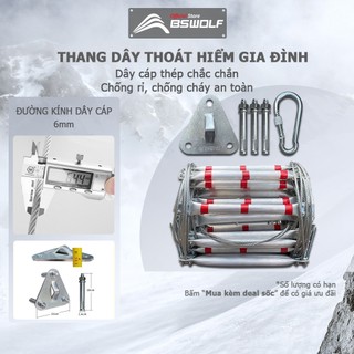 Thang Dây Thoát Hiểm 10m-15m-20m-30m Bậc Nhôm Cao Cấp Chống Trơn Dây Cáp Thép Dày 6mm Không Gỉ Chống Cháy