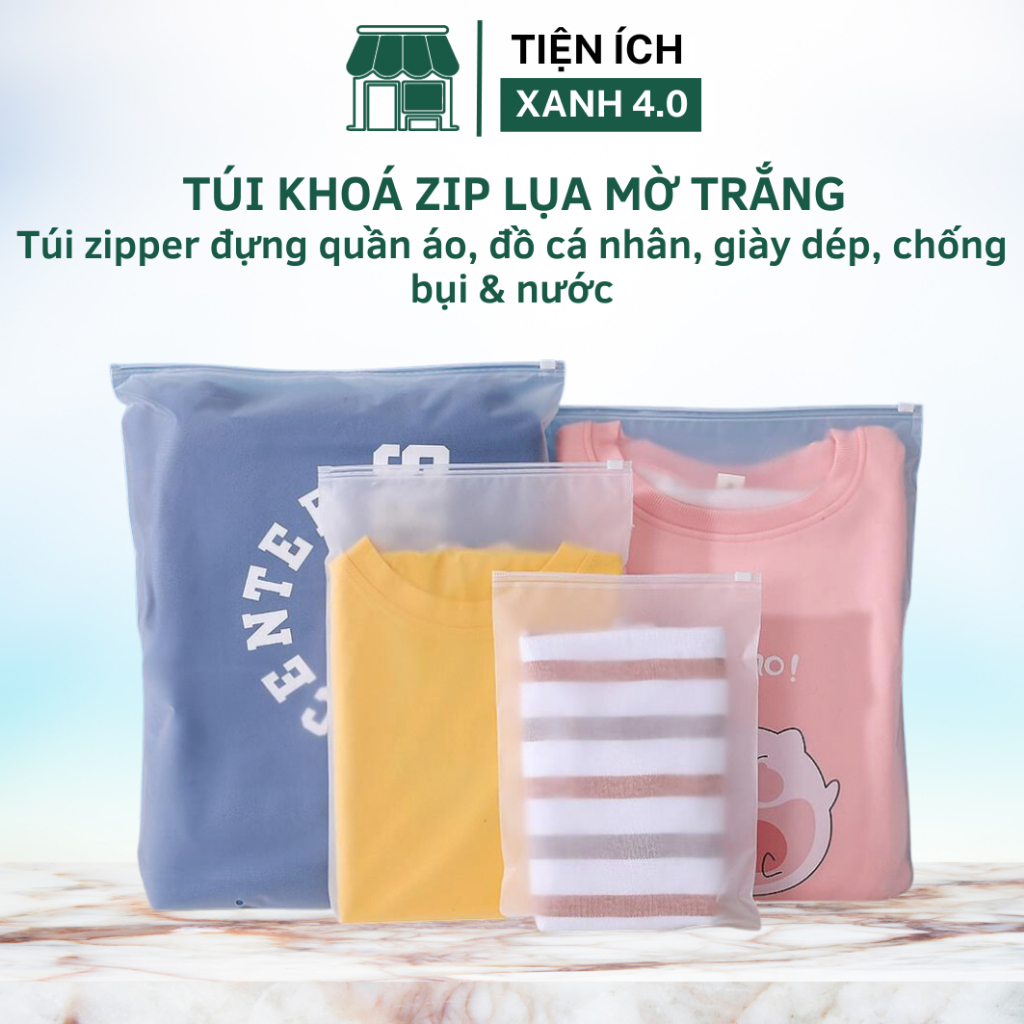 Túi Khoá Zip Lụa Mờ Trắng 18cmx25cm Có Khóa Kéo Túi Zipper Đựng Quần Áo, Đồ Cá Nhân, Giày Dép, Chống Bụi & Nước