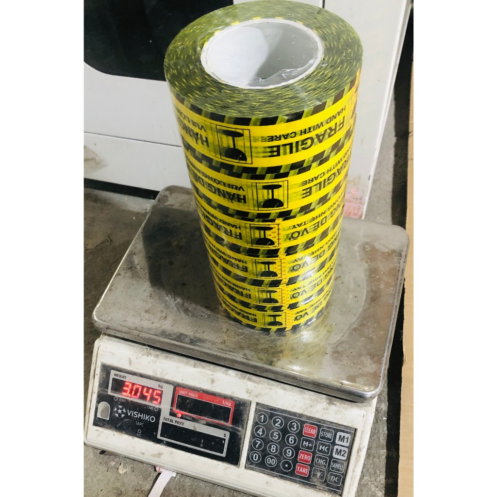 Băng keo/Băng dính in chữ Hàng dễ vỡ loại 500g/cuộn, khổ 48cm, lõi nhựa mỏng